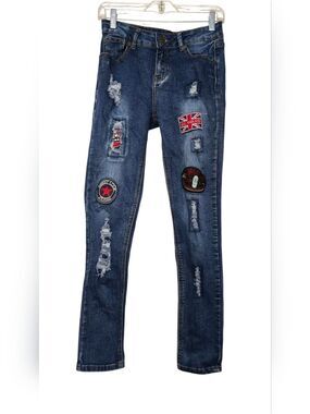 Sweet Look Distressed Patch Jeans Juniors 9